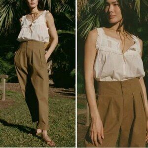 Doen Front Pleated Pants in Olive